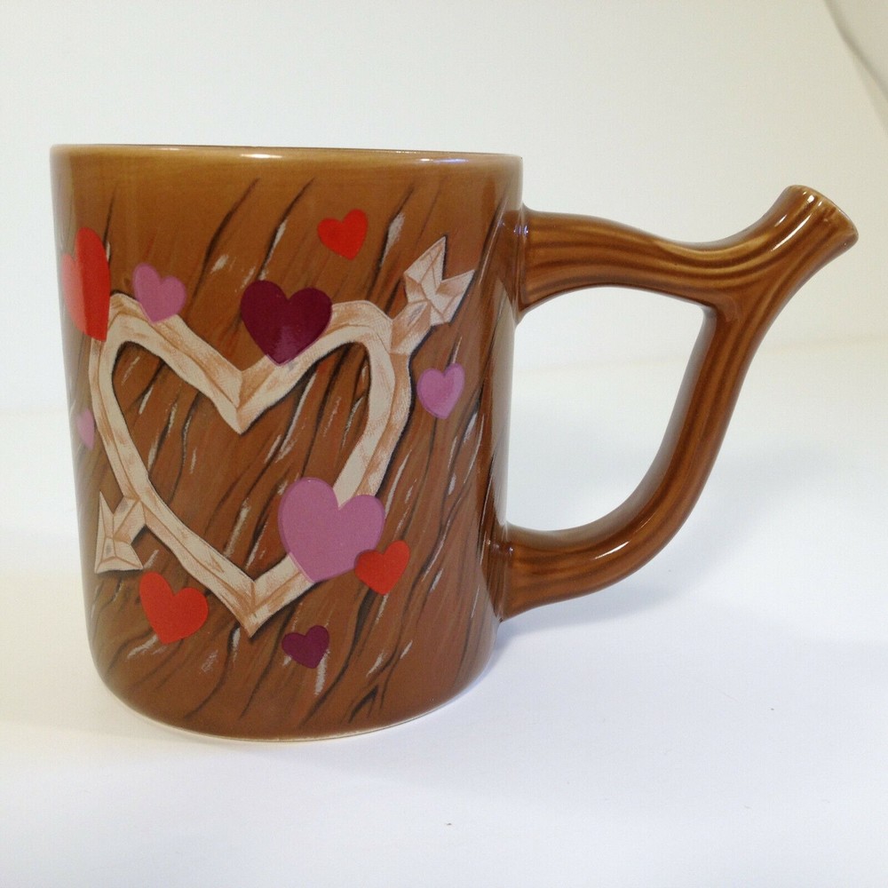 Teleflora Coffee Mug Tea Cup Hearts Brown Tree Branch Handle 1972
